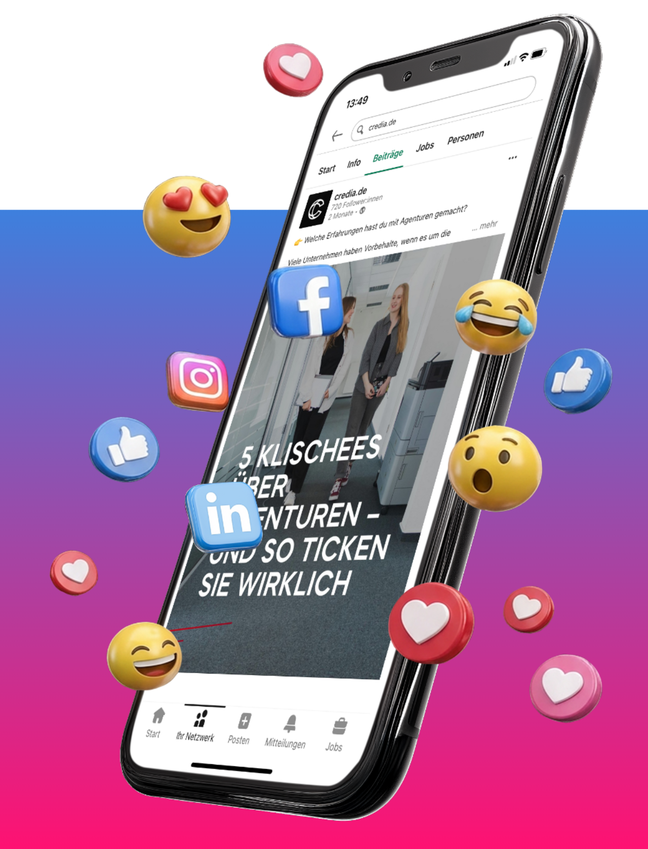 Smartphone mit 3D-Emojis Smartphone mit 3D-Emojis